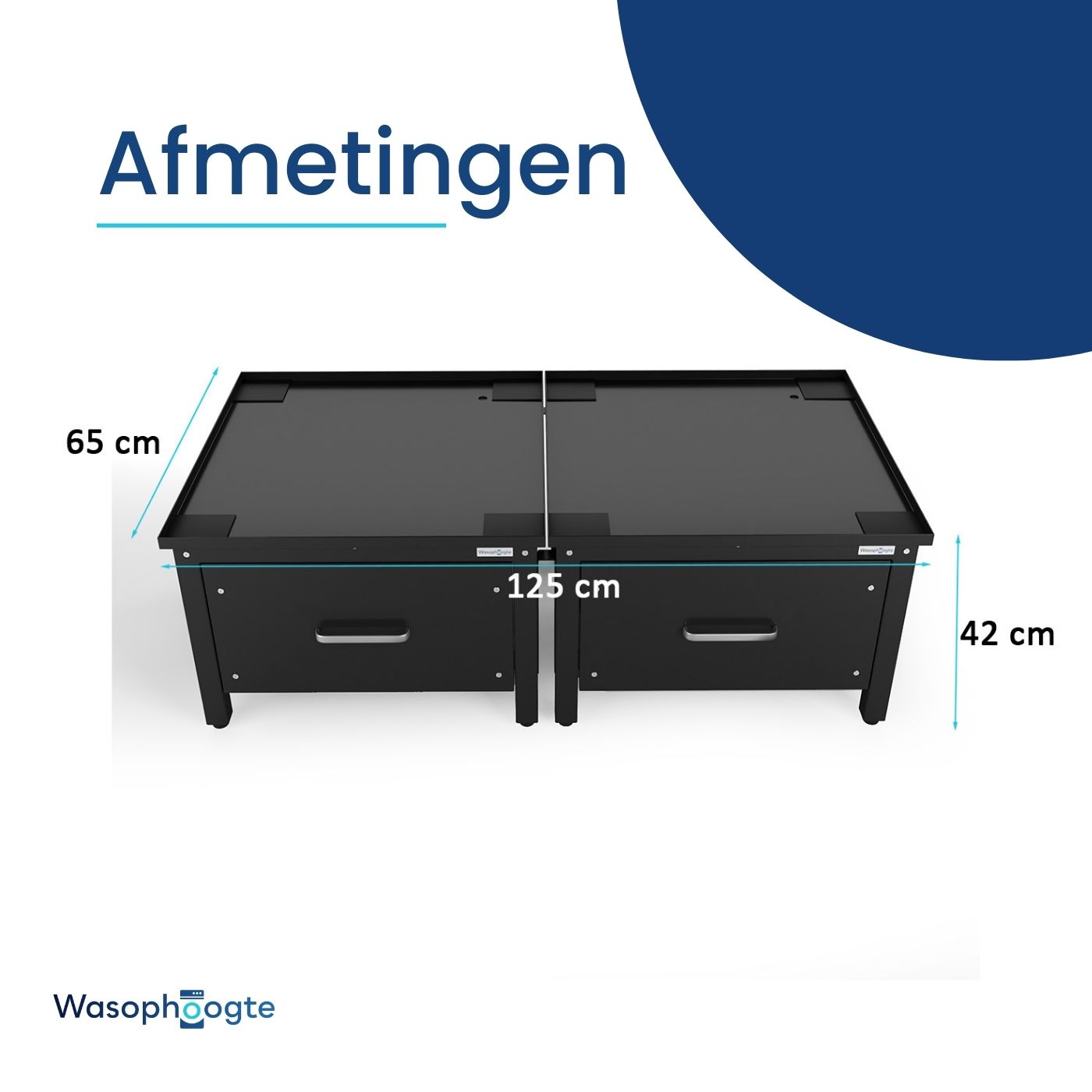 Wasophoogte wasmachine verhoger – Elevano met Lade – Dubbel – Zwart - Afbeelding 3