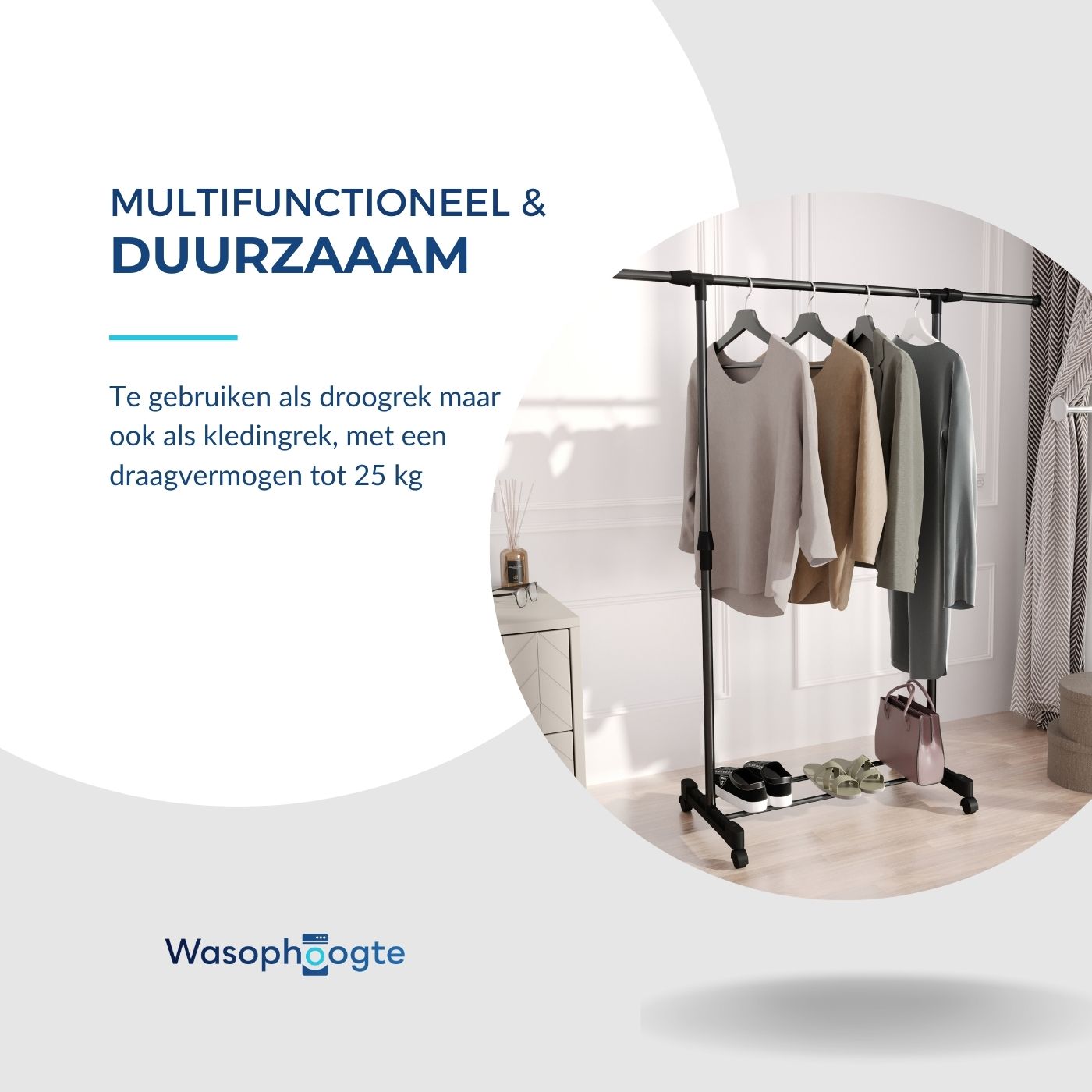 Wasophoogte® Droogrek op wielen Uno - Afbeelding 3