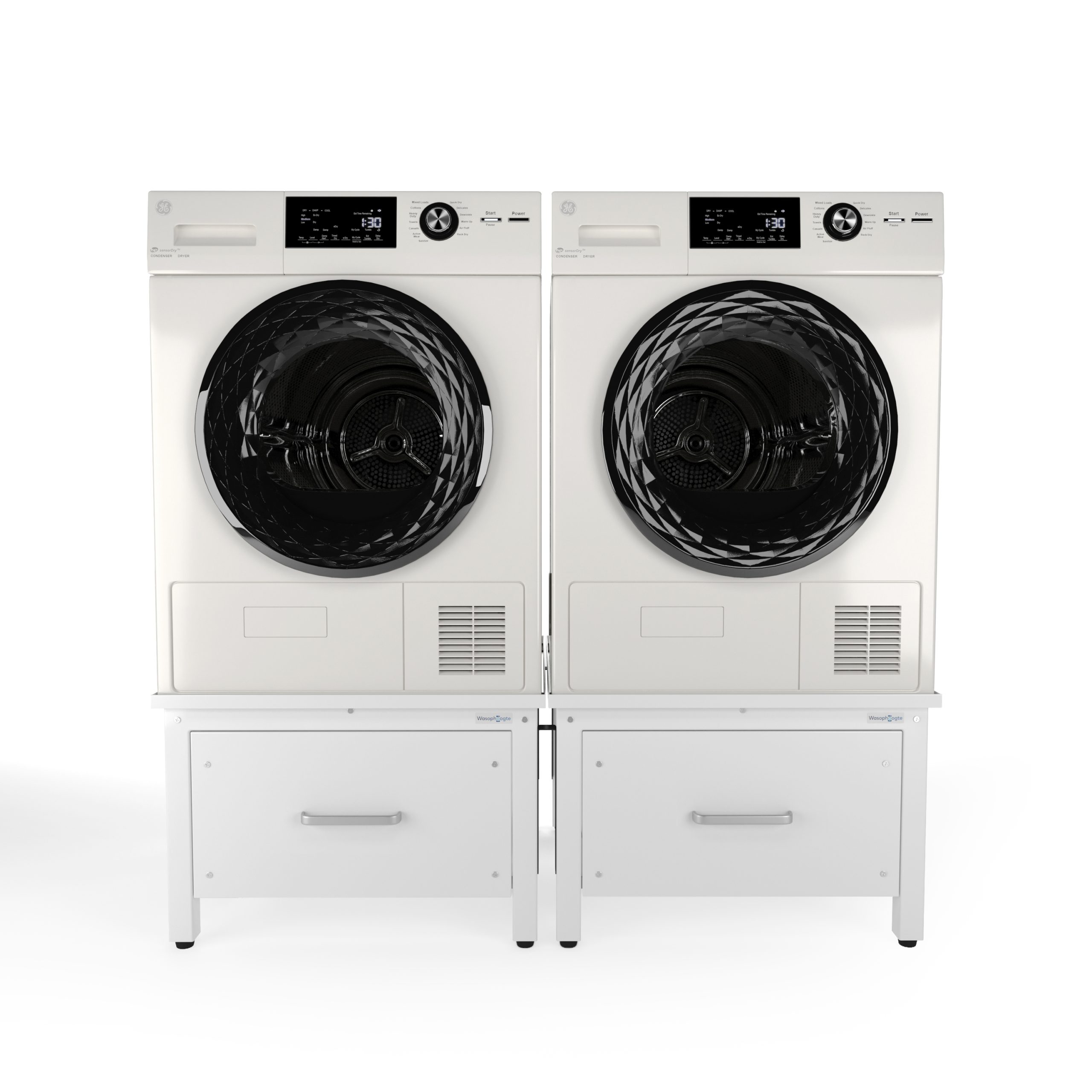 Wasmachine verhoger met lade biedt extra opbergruimte voor wasaccessoires.