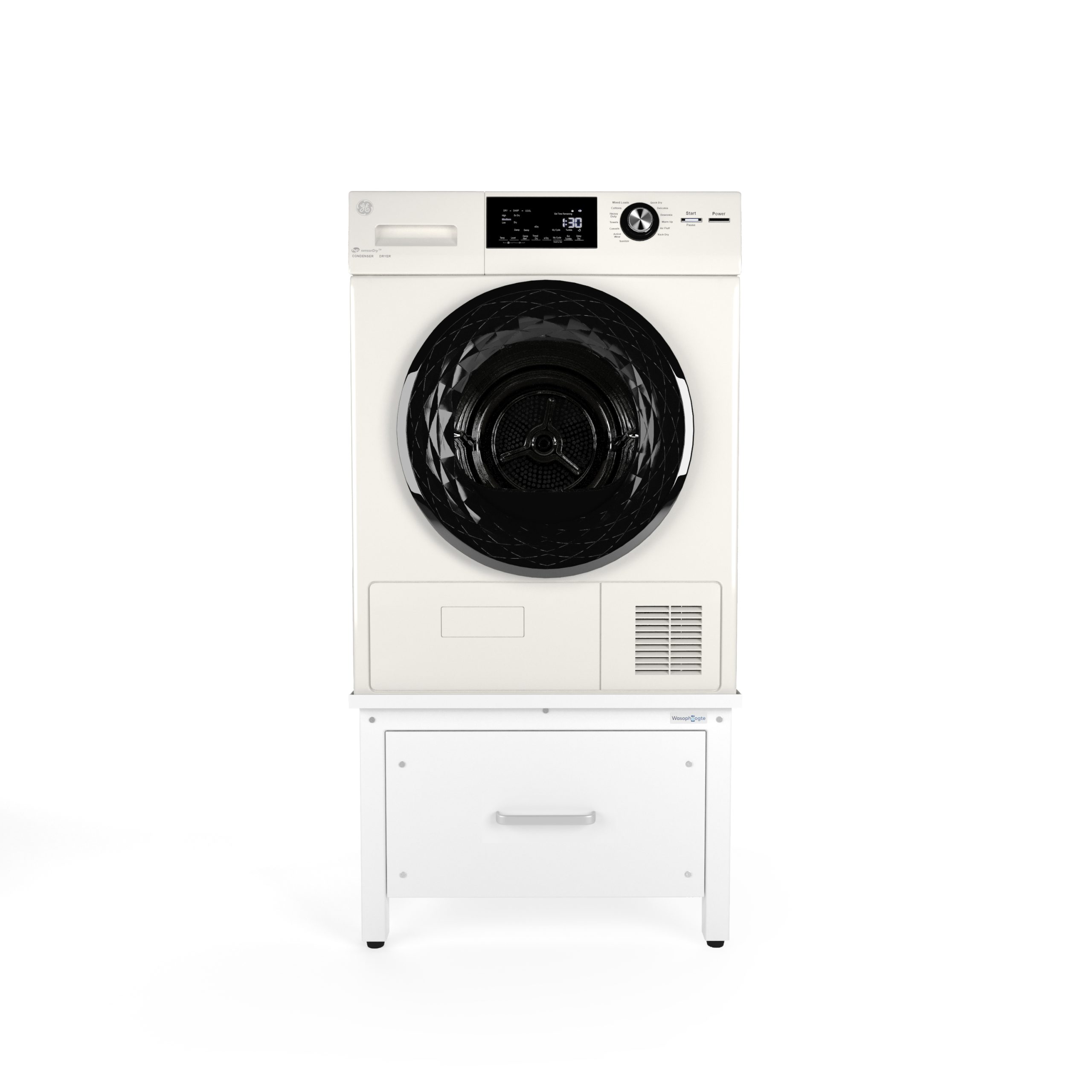 Wasmachine verhoger met lade biedt extra opbergruimte in de wasruimte.